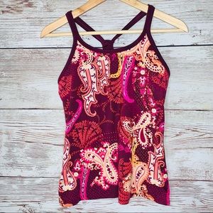 Athleta Pavitra Paisley Racerback Built in Bra Yoga Tank Top Small